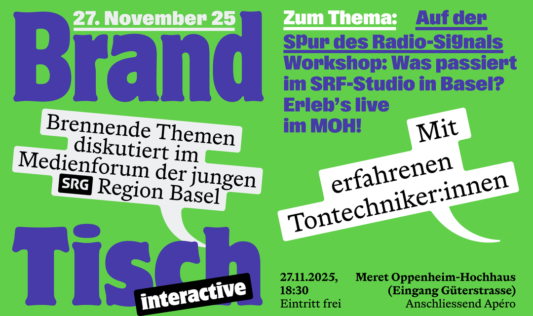 Bild von BrandTisch: Vom Mikrofon zu dir – Workshop im SRF-Studio Basel